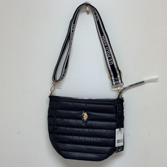 U.S. Polo Crossbody Bag Black with Red Lining - Picture 1 of 4